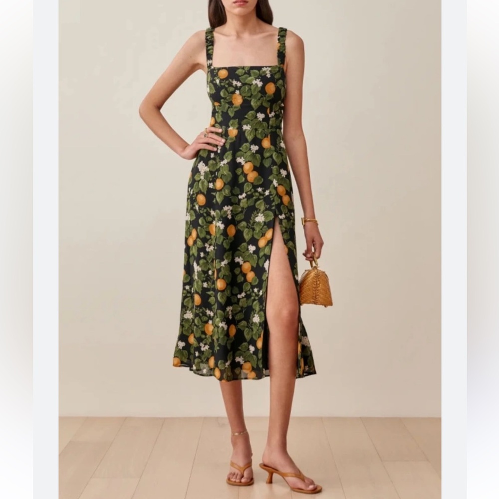 Reformation Dominique Midi Dress in Clementine (size 4)
